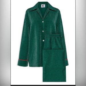 SLEEPER Saturn Lurex Pajama Set Green Size Small NWT